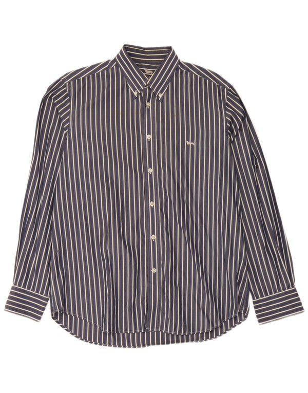 Camicia da uomo Regular Fit Harmont & Blaine XL in cotone a righe blu navy