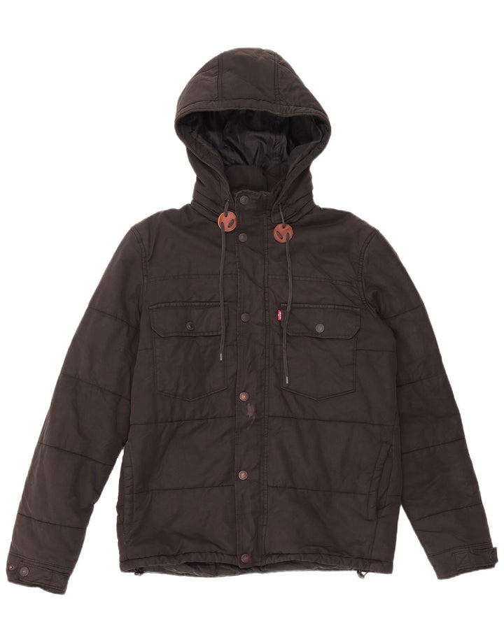 Giacca imbottita con cappuccio da uomo Levi's UK 38 cotone nero medio