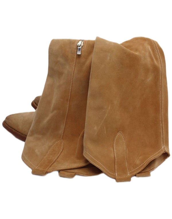 Stivali alti al ginocchio in pelle scamosciata da donna Vero Cuoio, taglia UK 4 Western in pelle beige