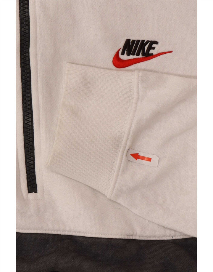 Maglione con cappuccio e zip da uomo Nike, cotone color block bianco medio