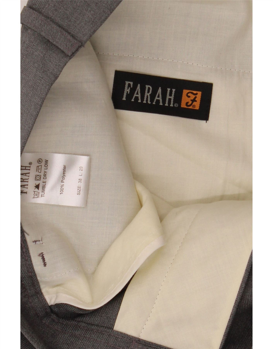FARAH Mens Straight Casual Trousers W38 L29 Grey Polyester