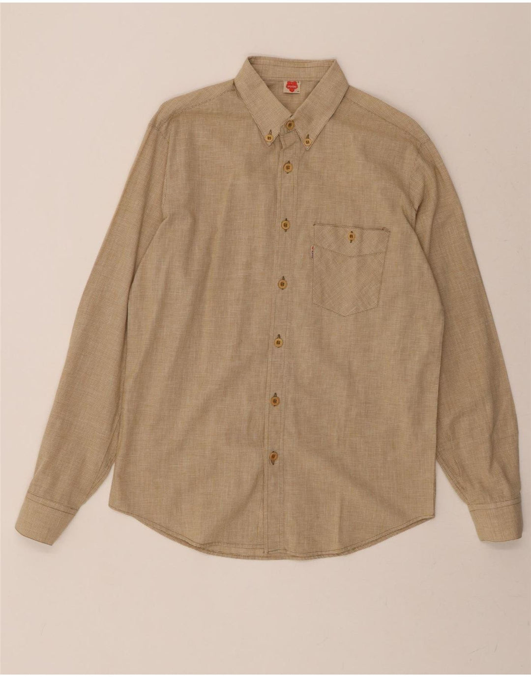POOH Mens Shirt Medium Beige Houndstooth Cotton Vintage Pooh and Second-Hand Pooh from Messina Hembry 