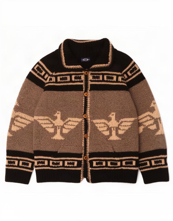 Maglione cardigan grafico da uomo grande grigio color block azteco