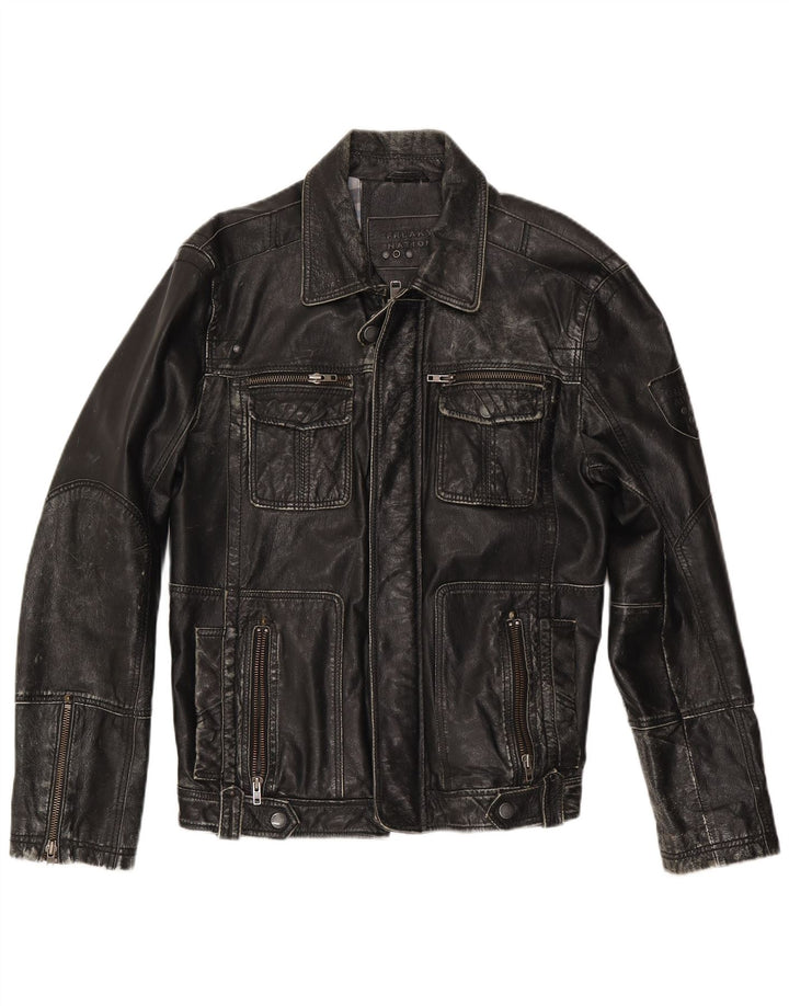 Giacca in pelle da uomo FREAKY NATION UK 42 XL Pelle nera