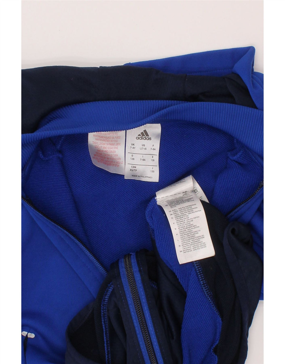 Maglione con cappuccio e zip Adidas Climalite da ragazzo 7-8 anni Blu Colourblock