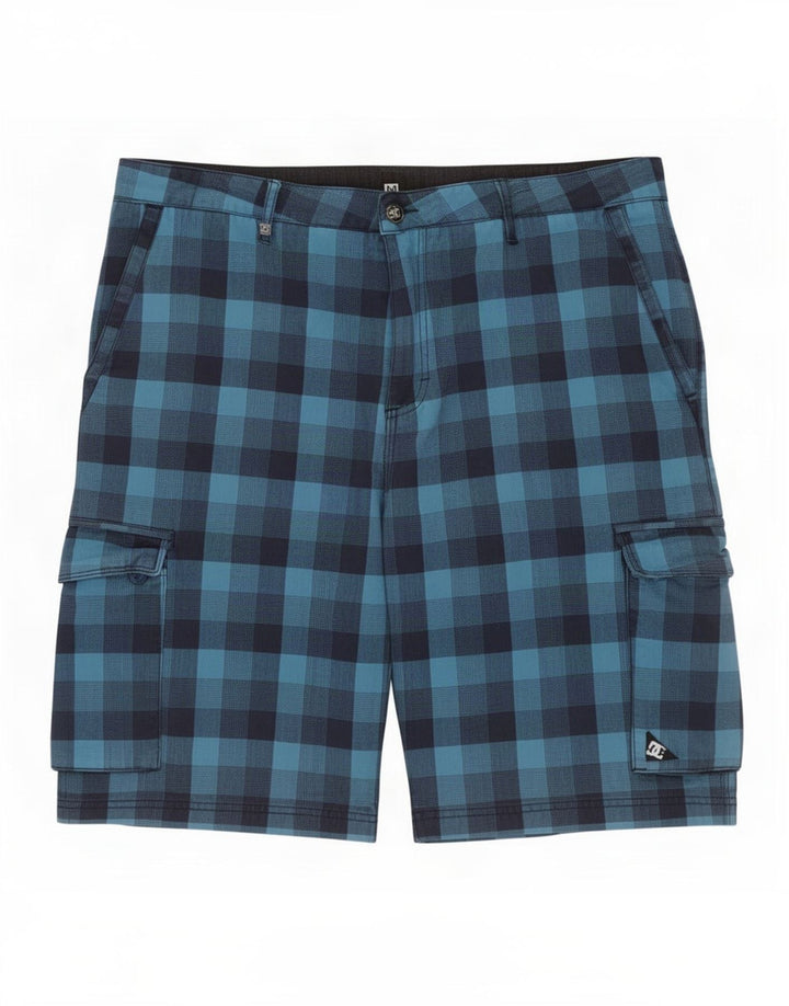Pantaloncini cargo da uomo DC W38 XL in cotone a quadri blu
