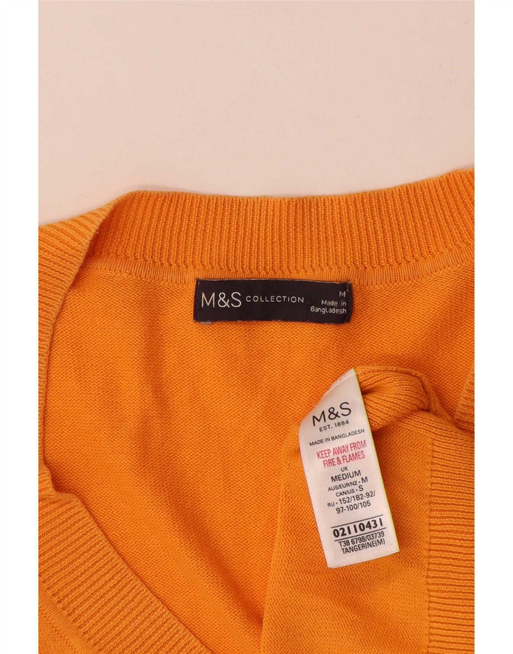 Maglione da uomo con scollo a V Marks & Spencer in cotone arancione medio