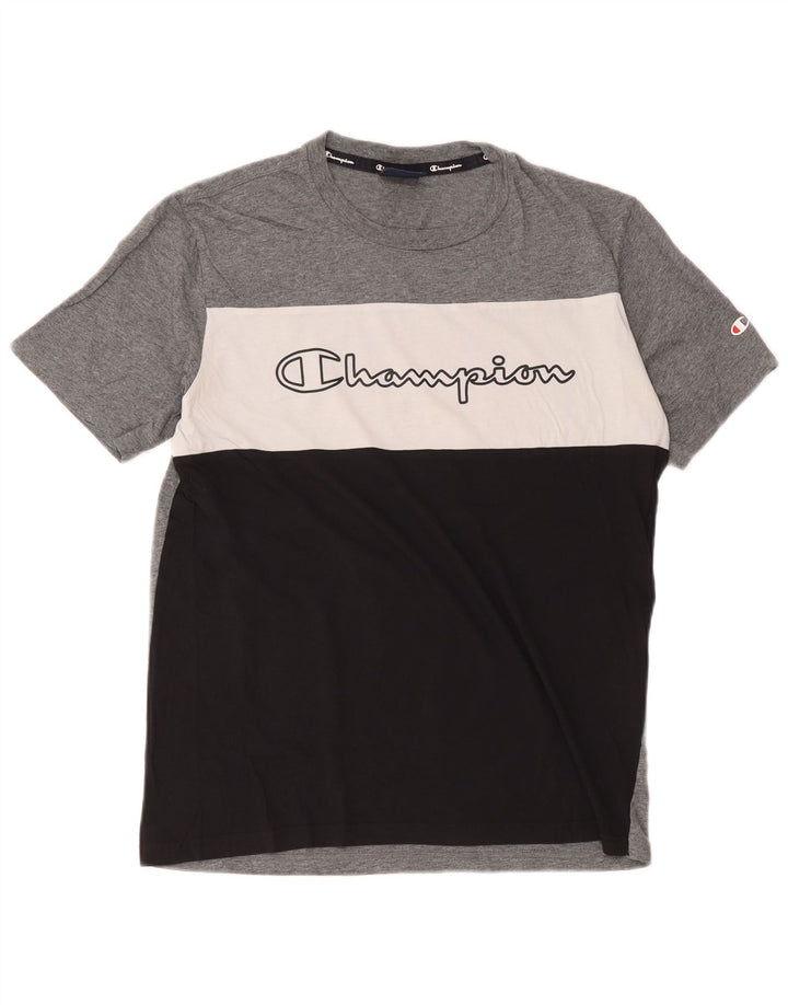T-shirt grafica da uomo Champion Top in cotone color block medio multicolore