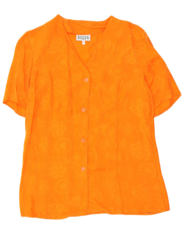 Camicetta a maniche corte da donna Silvia Bauer UK 16 Grande floreale arancione