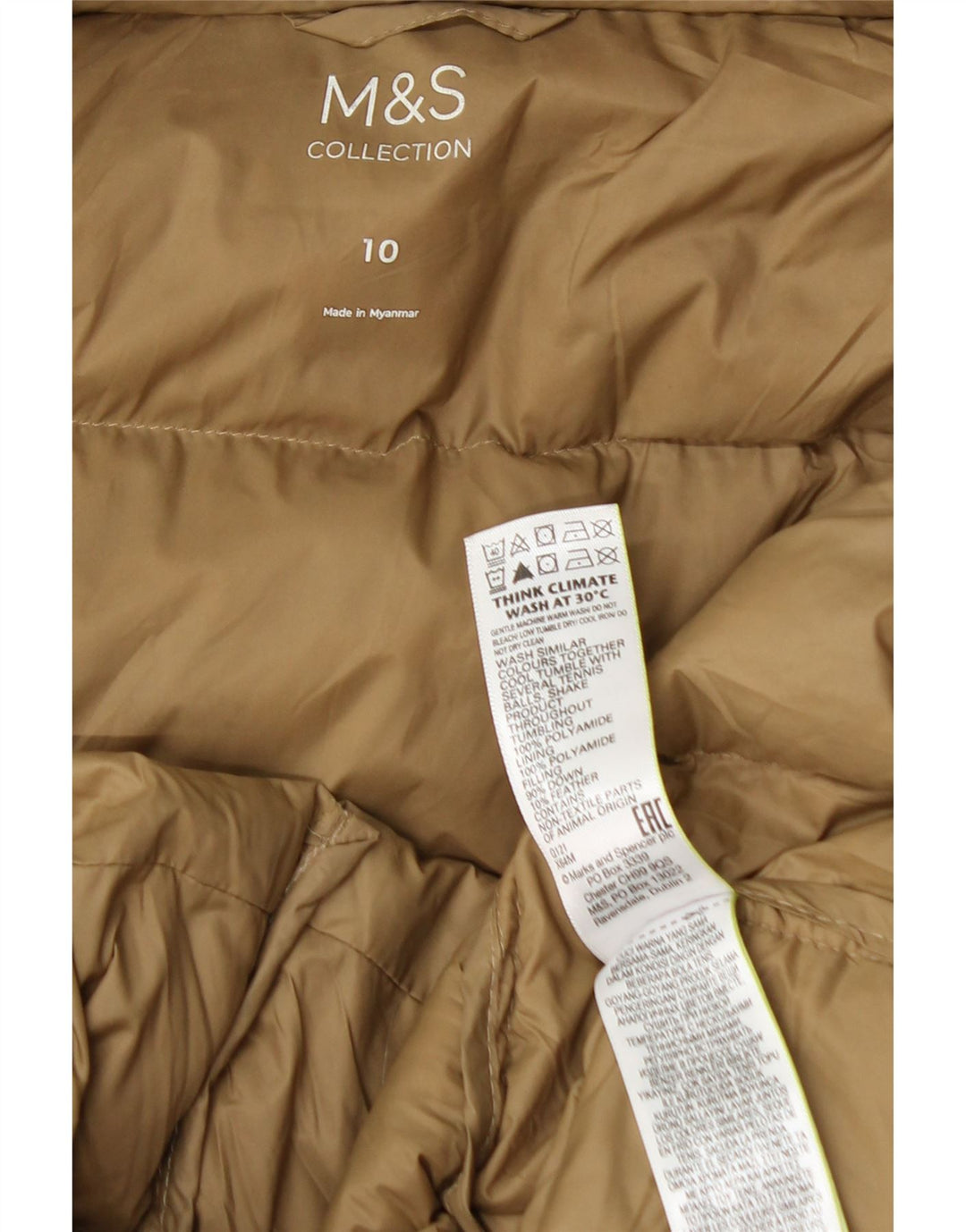 Cappotto imbottito oversize con cappuccio da donna Marks & Spencer UK 10 piccolo Beige
