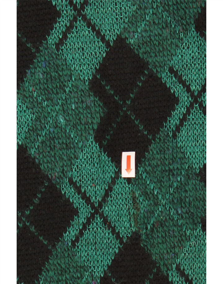 Maglione vintage da uomo girocollo IT 48 verde medio a rombi/diamante