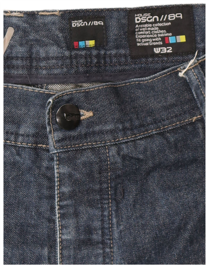 Pantaloncini di jeans cargo vintage da uomo W32 blu navy medio