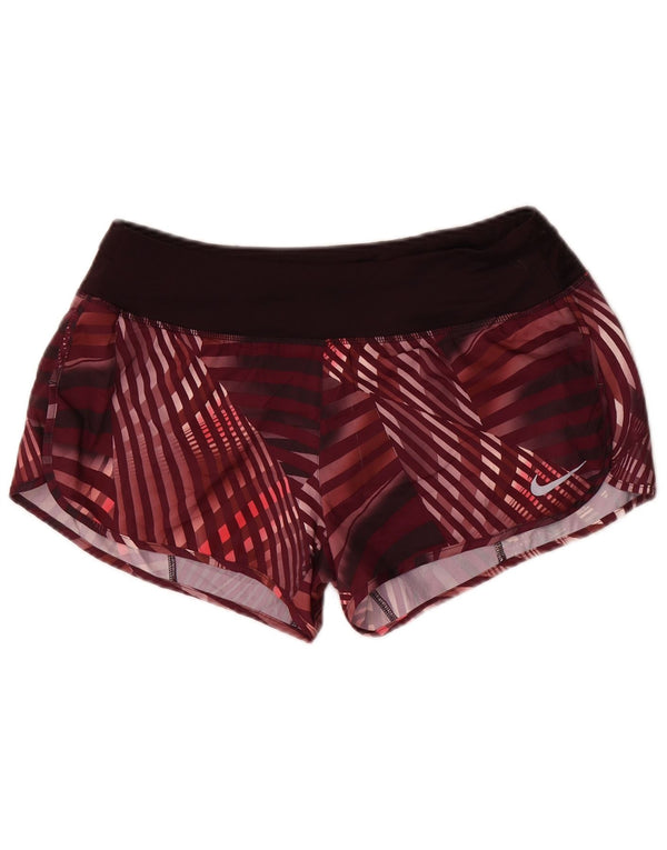 Pantaloncini sportivi Nike da donna Dri Fit UK 14 poliestere a quadri bordeaux medio