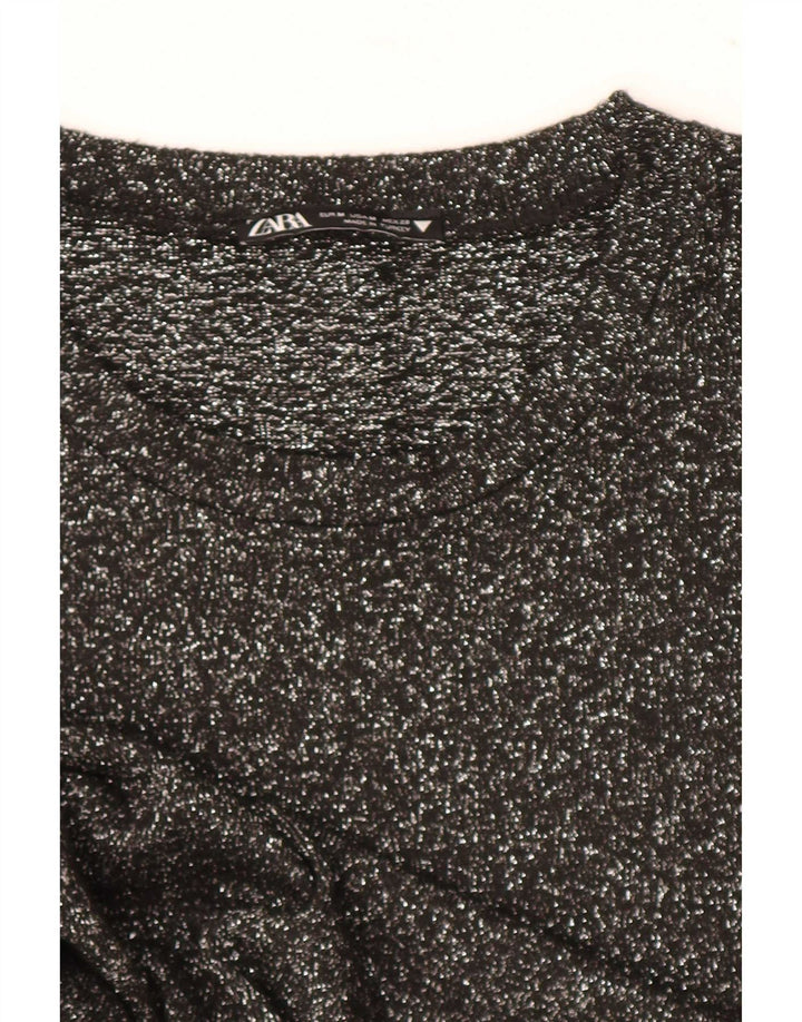 Top Zara da donna a maniche lunghe UK 12 medio nero