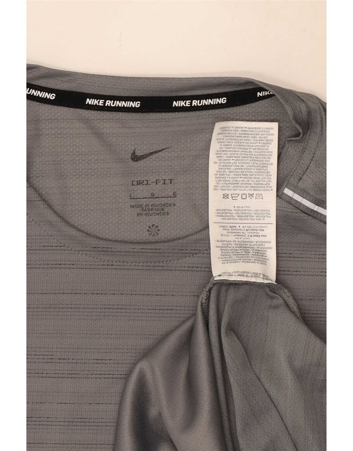 T-shirt Nike da uomo Dri Fit, top grande, in poliestere a righe grigie