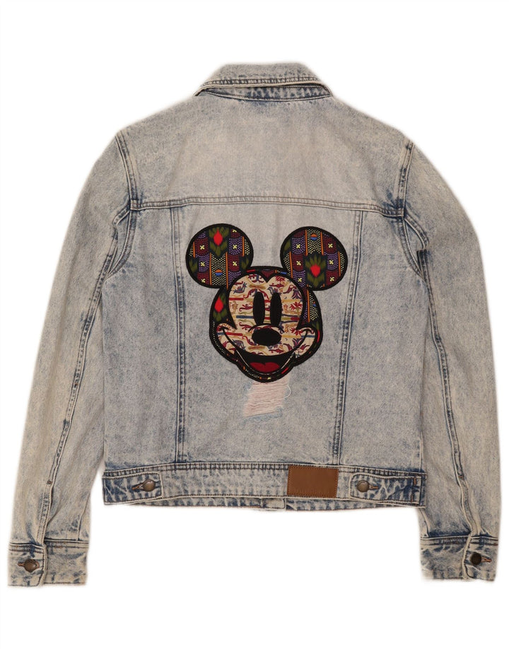 Desigual Giacca da donna in denim con grafica Topolino UK 10 Small Blu Cotone