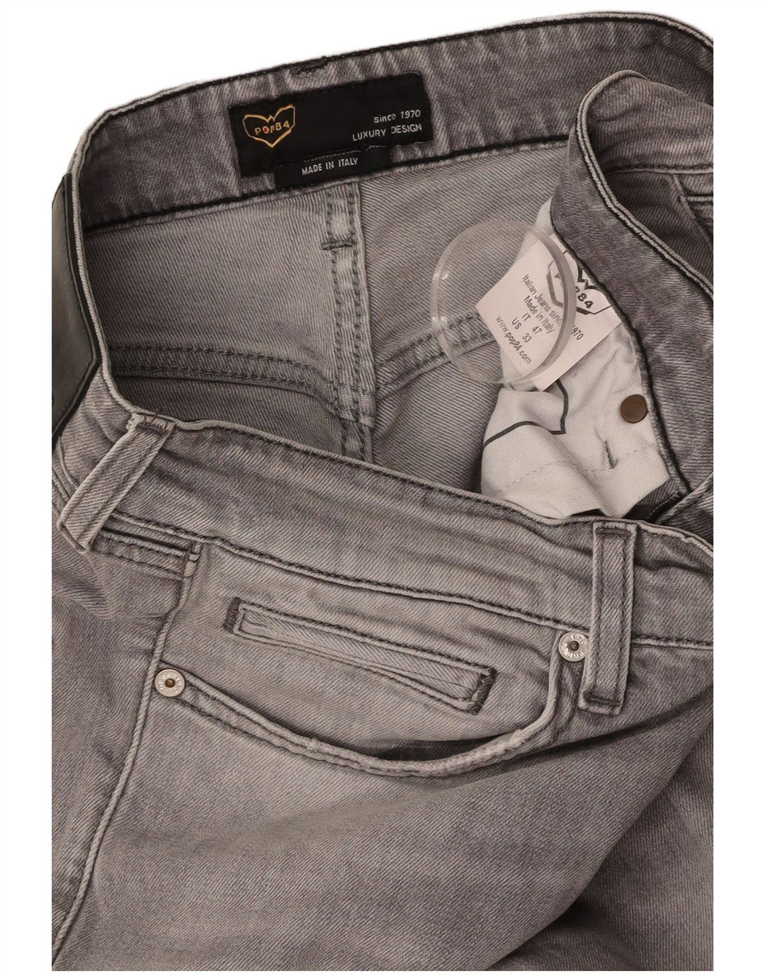 Jeans slim invecchiati da uomo POP 84 W33 L29 cotone grigio