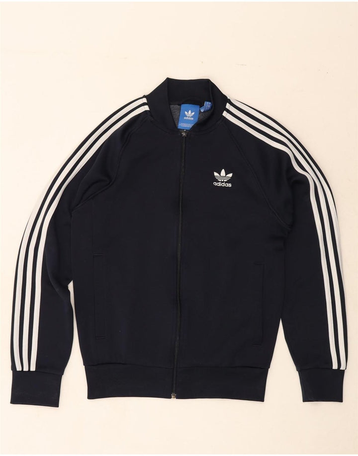 ADIDAS Mens Tracksuit Top Jacket Small Navy Blue Polyester Vintage Adidas and Second-Hand Adidas from Messina Hembry 