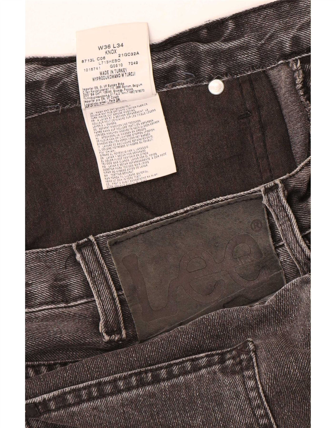 Jeans dritti Lee Knox da uomo W36 L32 cotone grigio