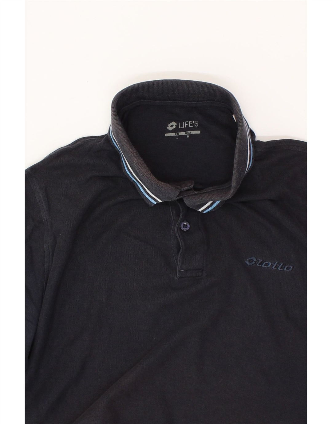 LOTTO Mens Polo Shirt Medium Navy Blue Vintage Lotto and Second-Hand Lotto from Messina Hembry 