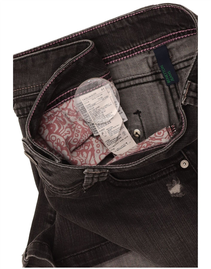 Gonna in denim invecchiato BENETTON da donna IT 44 medio W30 cotone grigio