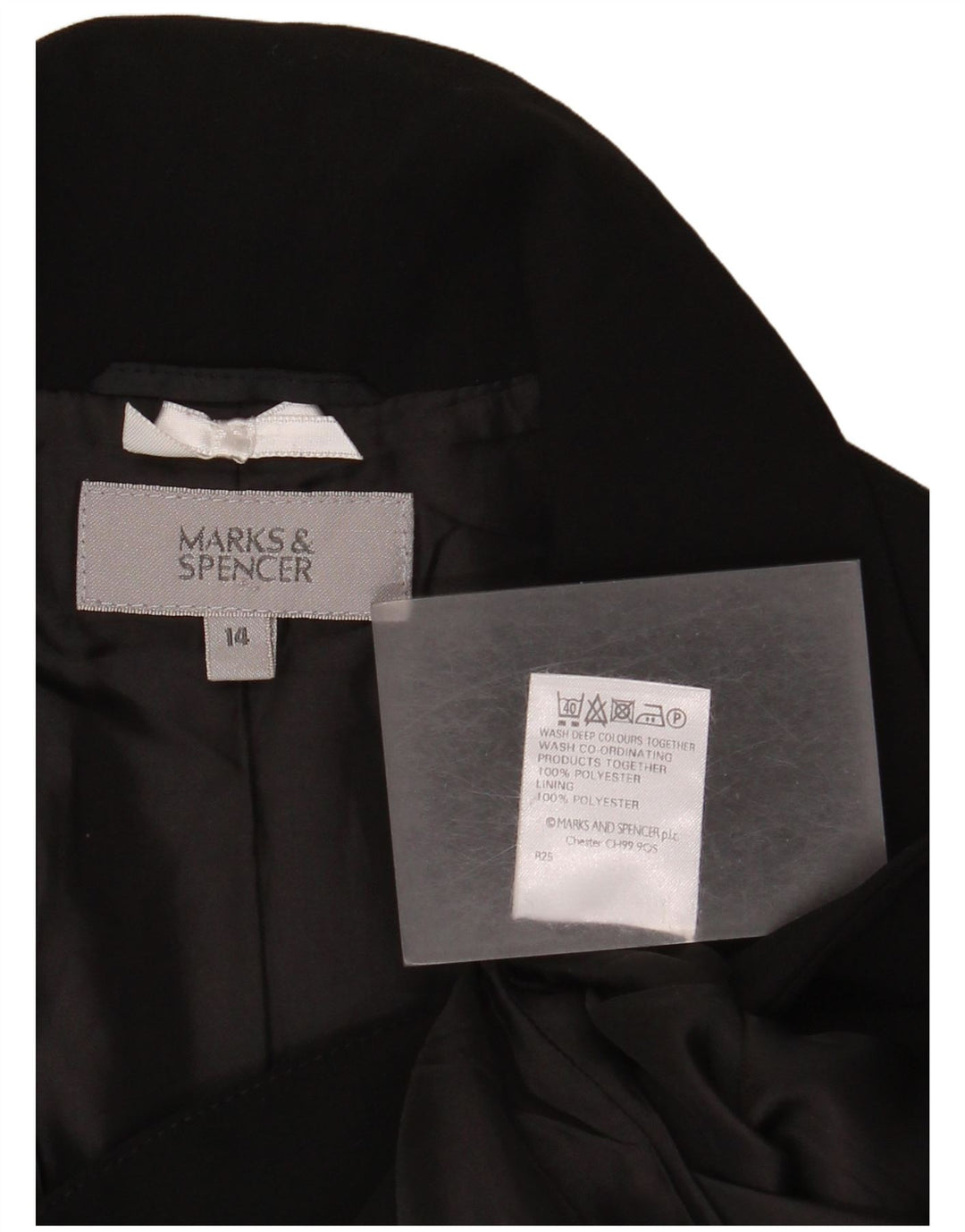 Giacca blazer a 2 bottoni Marks & Spencer da donna UK 14 poliestere nero medio