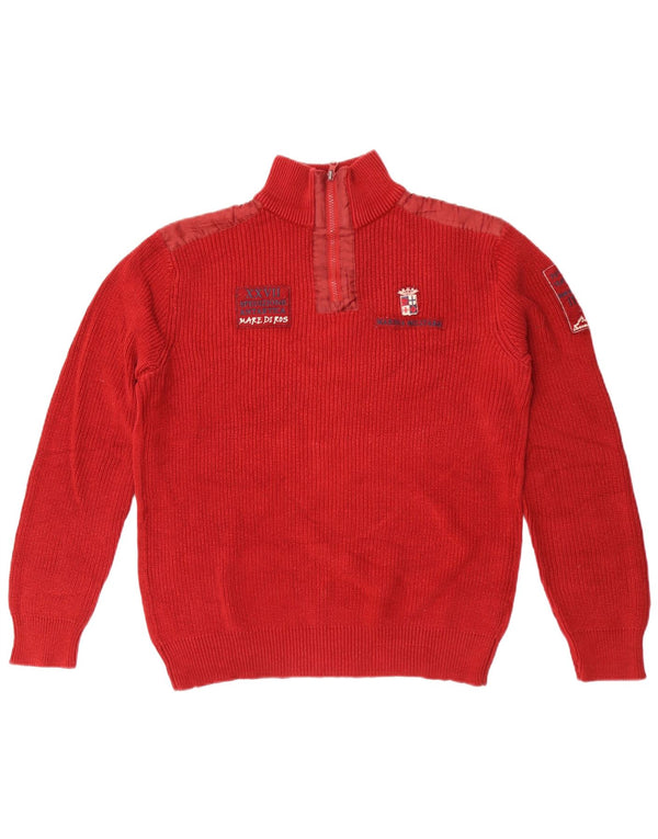 Marina Militare Maglione da donna con collo con zip e grafica UK 18 XL Cotone rosso