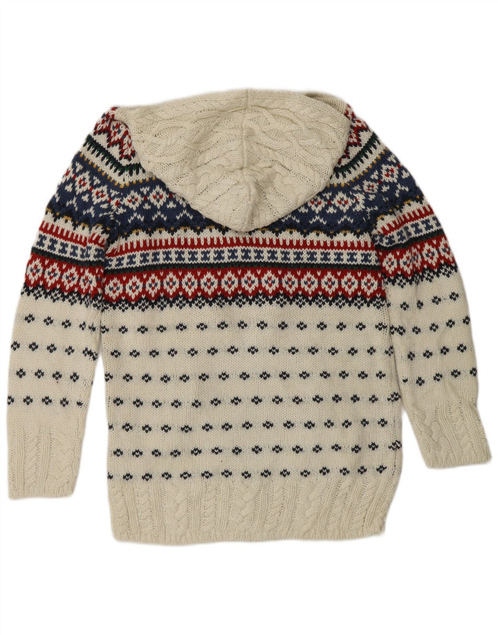 RALPH LAUREN Maglione con cappuccio per ragazze 15-16 anni XL Cotone Fair Isle bianco