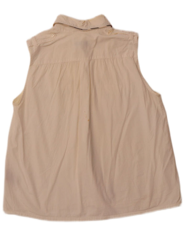 BURBERRY Camicia militare senza maniche da donna UK 14 Large in cotone bianco sporco