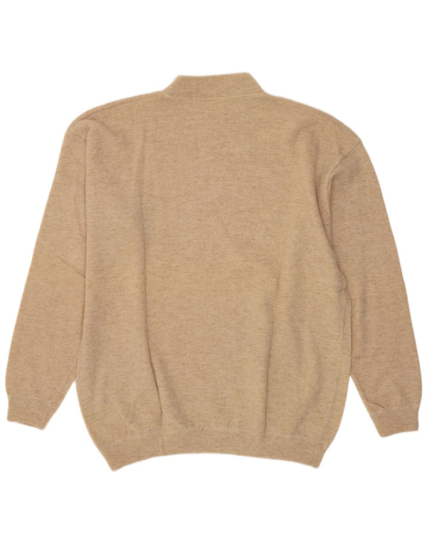 Maglione maglione vintage da donna con collo dolcevita UK 18 XL Lana d'agnello beige