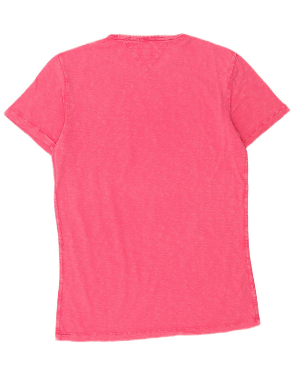 T-shirt da uomo Tommy Hilfiger Top in cotone chiazzato rosa medio