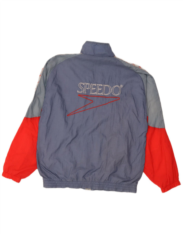 Giacca da ginnastica grafica da uomo Speedo, grande, in nylon color block blu