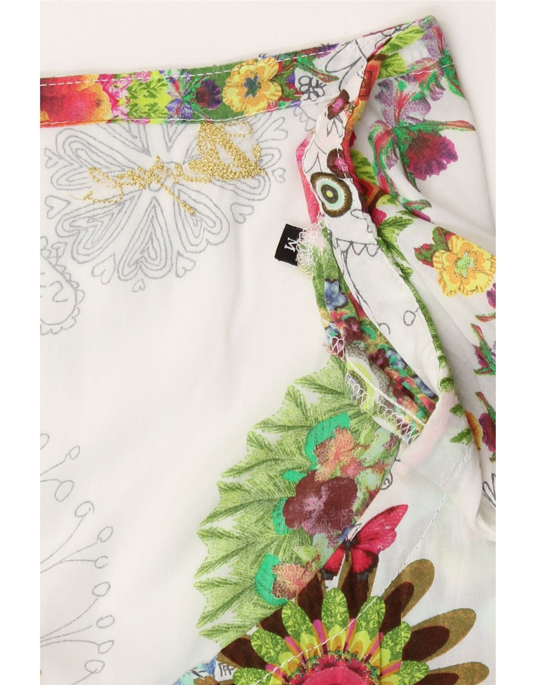 Desigual Donna Tunica Manica a 3/4 Top UK 12 Medio Bianco Floreale