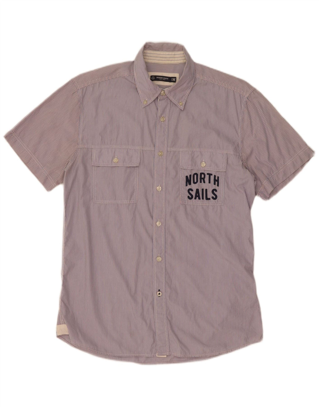 Camicia a maniche corte grafica da uomo North Sails in cotone gessato blu medio