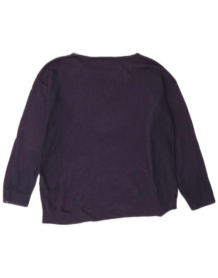 WHITE STUFF Maglione da donna con scollo a barchetta UK 10 Piccolo blu navy