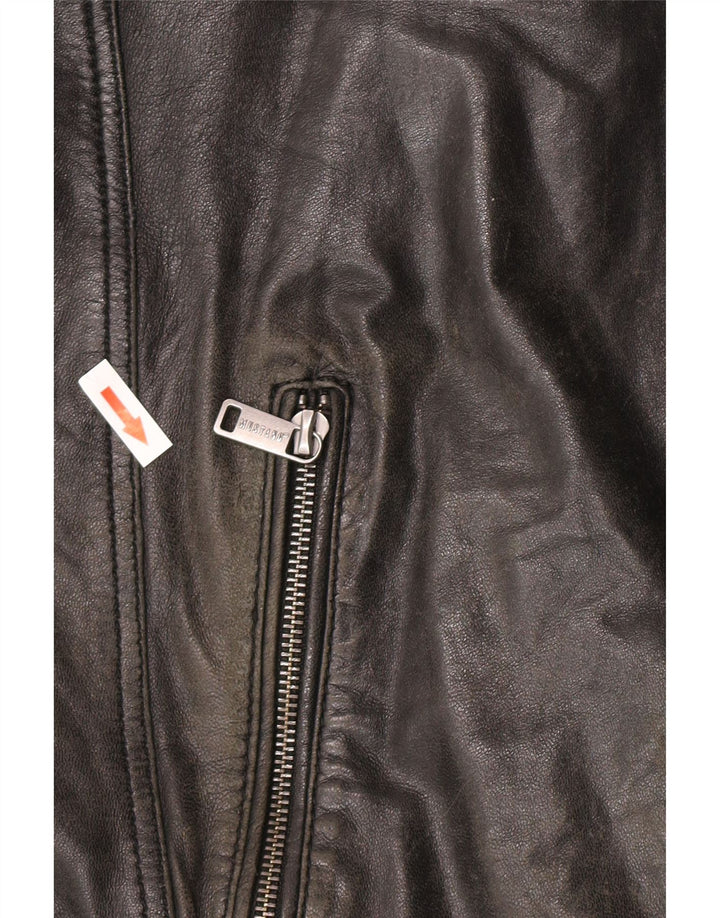 Giacca da pilota in pelle da uomo Mustang UK 44 2XL Pelle nera