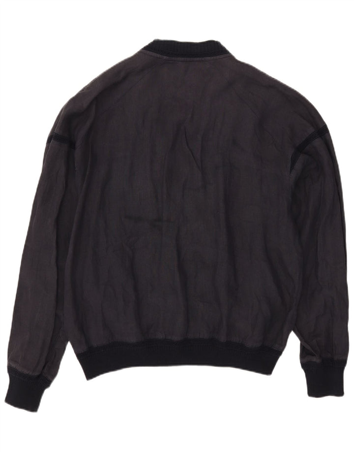 Giubbotto bomber vintage da uomo UK 40 grande lino a righe blu navy