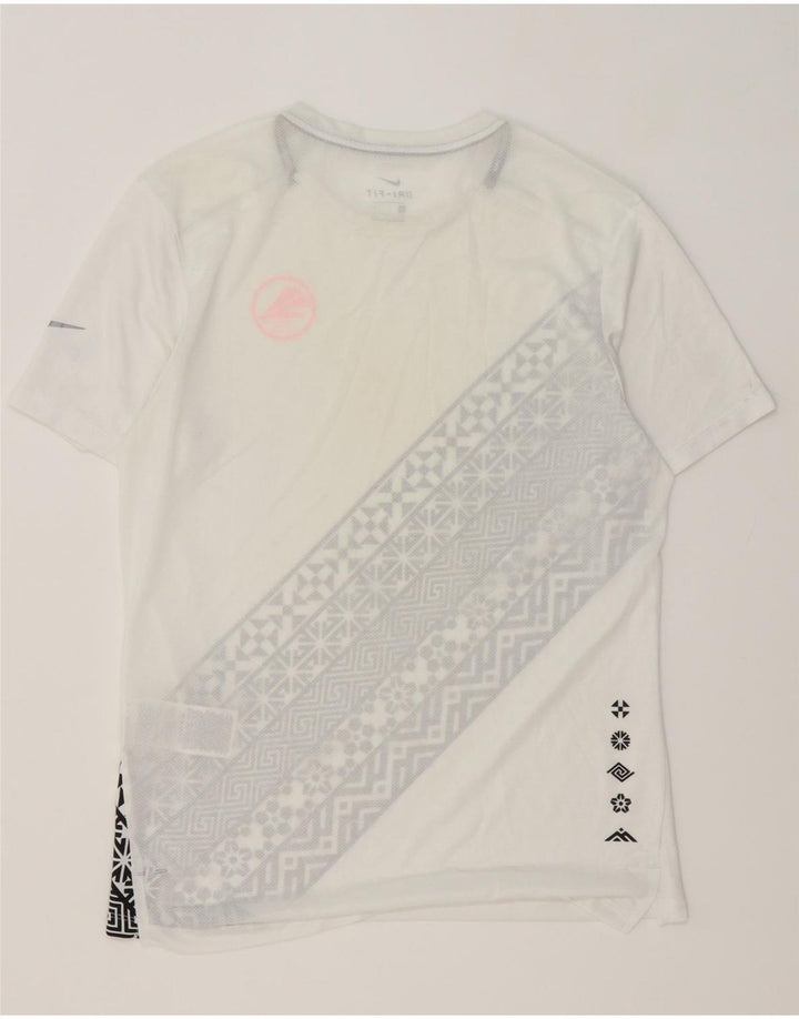 T-shirt Nike Dri Fit da uomo, piccola, in poliestere geometrico bianco