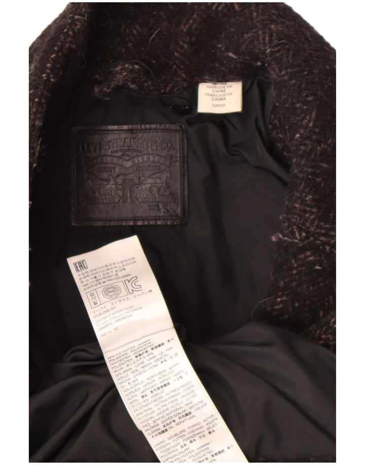 Cappotto oversize da donna Levi's UK 10 piccolo poliestere nero a spina di pesce