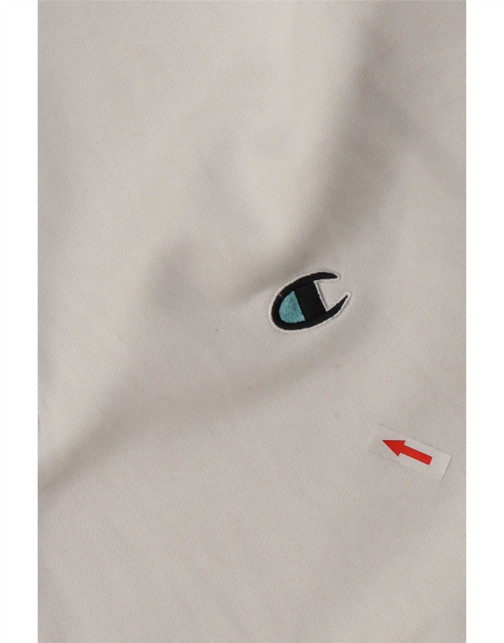 Felpa Champion da uomo con collo con zip, maglione grande, cotone bianco