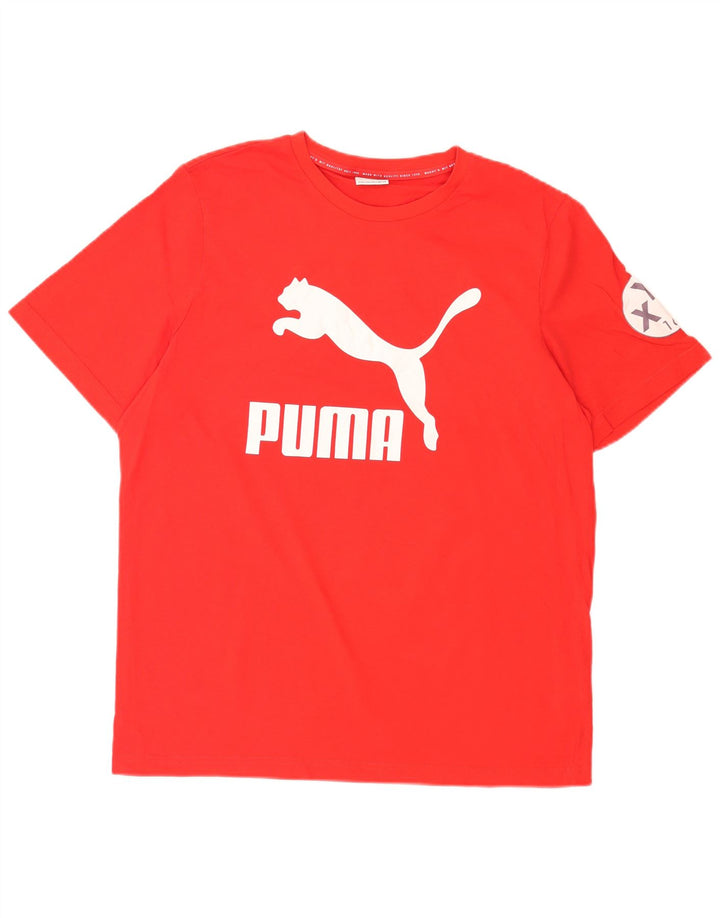 T-shirt grafica da uomo Puma Top grande in cotone rosso