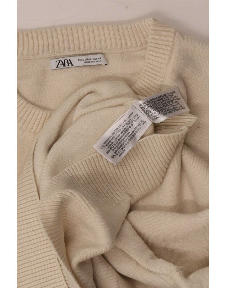 Maglione girocollo da uomo Zara in viscosa beige grande
