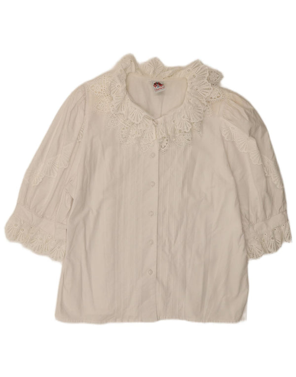 Camicetta vintage da donna a maniche corte EU 44 XL bianca