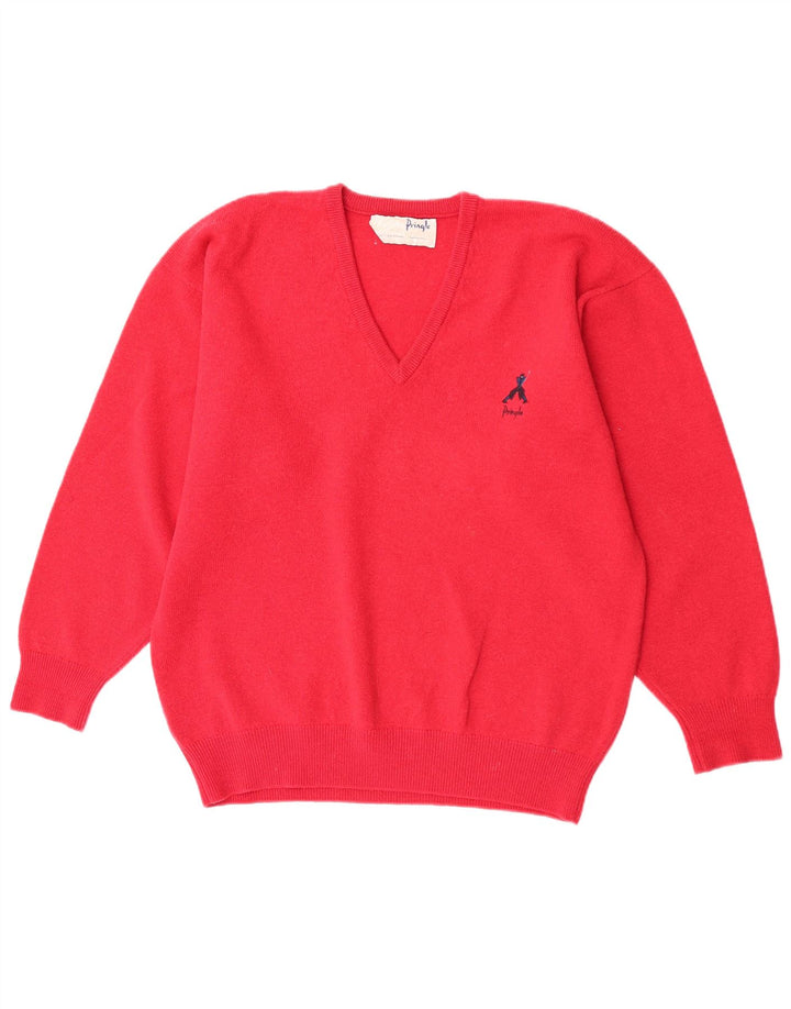 Maglione da uomo Pringle vestibilità regolare con scollo a V in lana rossa media