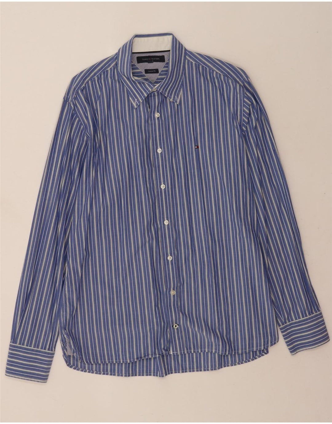 Camicia da uomo su misura Tommy Hilfiger, cotone a righe grandi blu