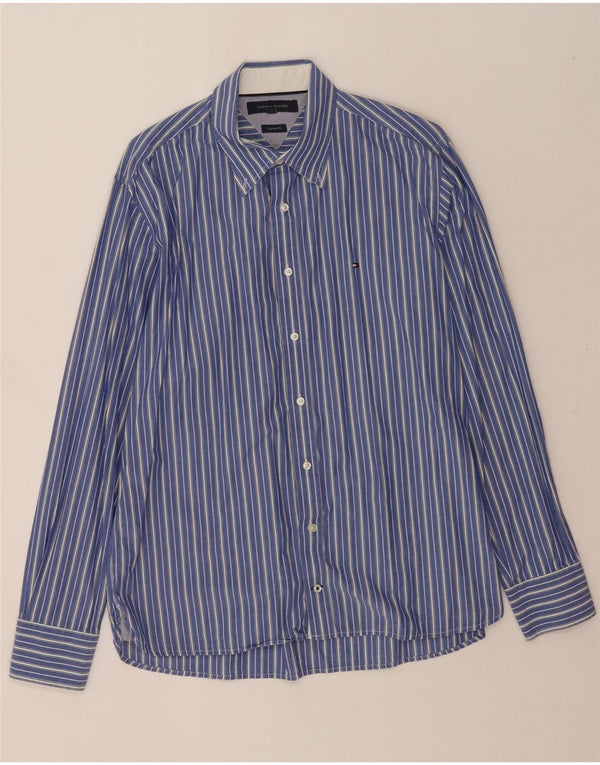 Camicia da uomo su misura Tommy Hilfiger, cotone a righe grandi blu