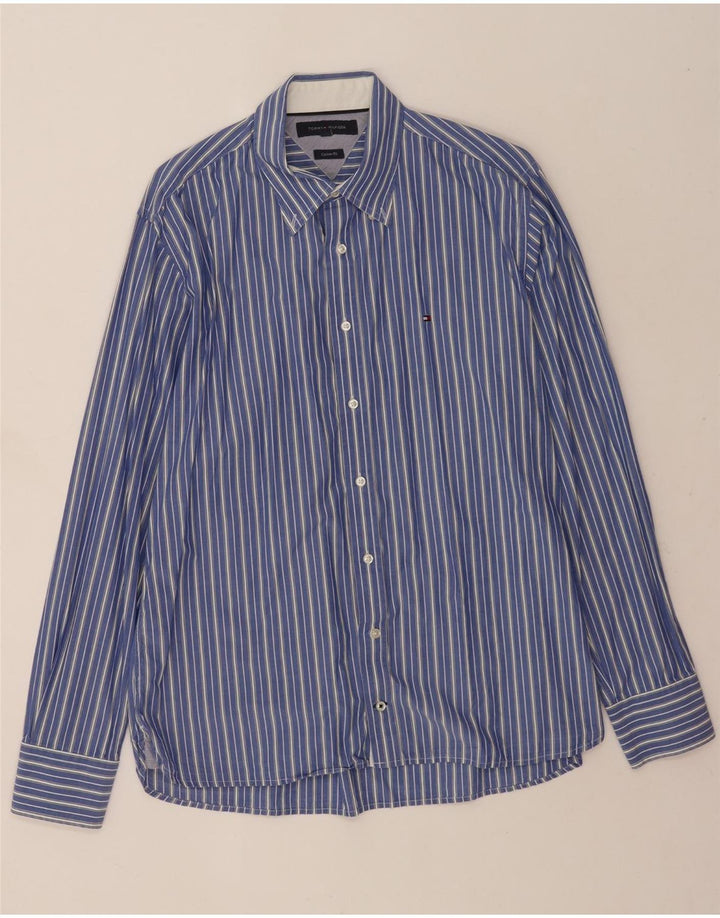 Camicia da uomo su misura Tommy Hilfiger, cotone a righe grandi blu