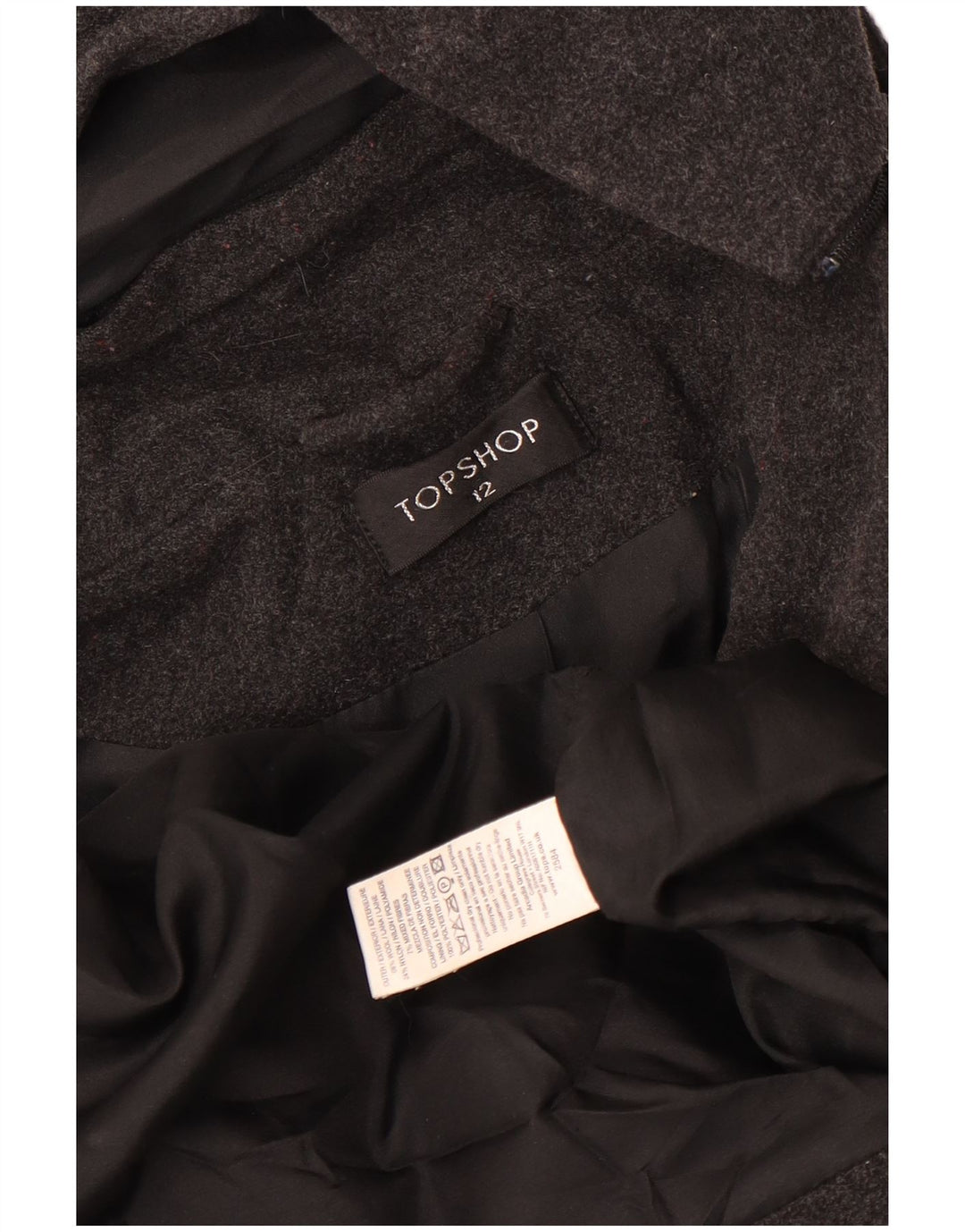 Soprabito con cappuccio da donna Topshop UK 12 Lana screziata grigio medio