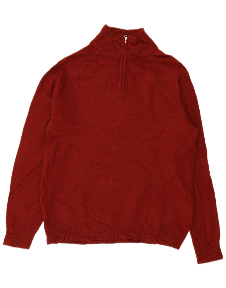 Maglione da uomo John Lewis con zip e collo XL in lana d'agnello rossa