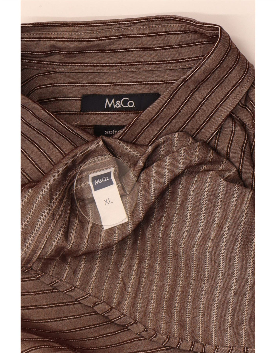 Camicia M&Co Uomo XL Viscosa Rigata Marrone